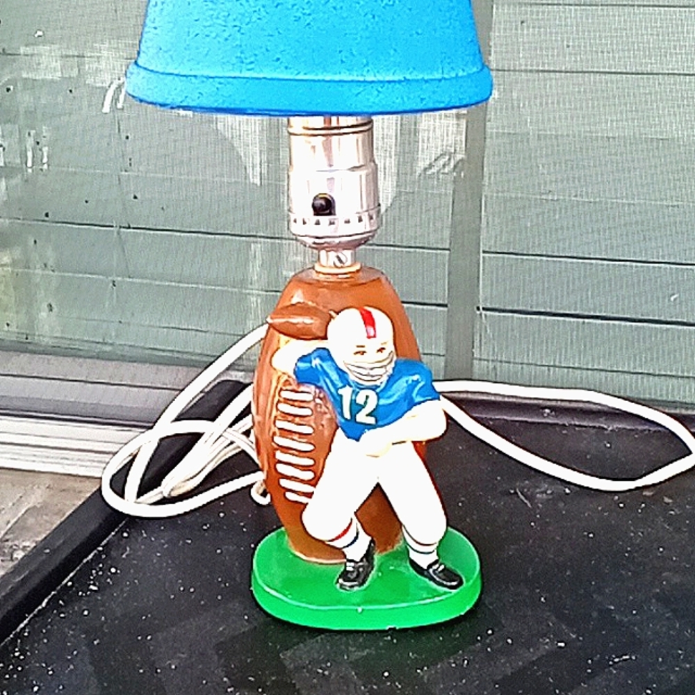 Vintage Sears, Roebuck & Company Football Player Ceramic Lamp, Made In Japan